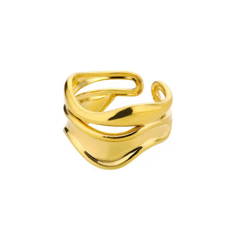 Anello regolabile manetta onda aperto due varianti colore