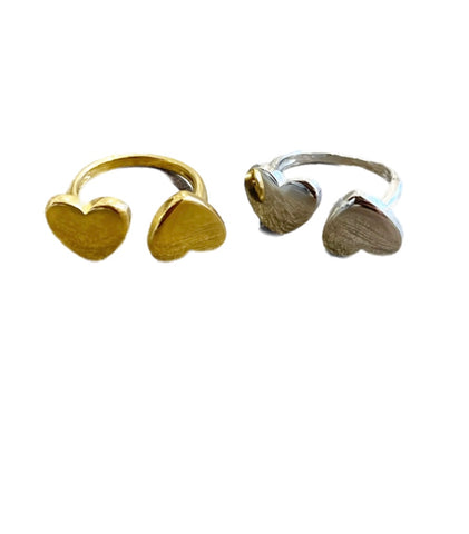 Anello doppio cuore due varianti colore