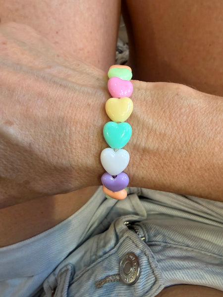 Bracciale colors Beads giro cuori small effetto lucido colori pastello senza l’azzurro
