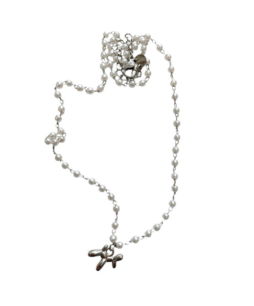 Collana micro giro di perle e Baloon dog due varianti colore