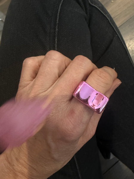 Anello resina metallizzata barretta aperta vari colori