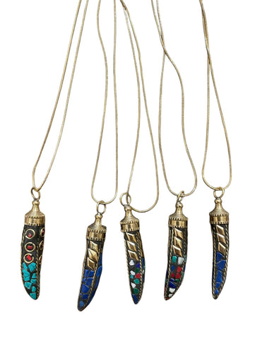 Collana corno tibetano piccino vari colori