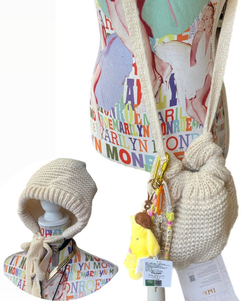 Can be Bag Cappello cuffia piccole donne che diventa borsetta due accessori in uno vari colori