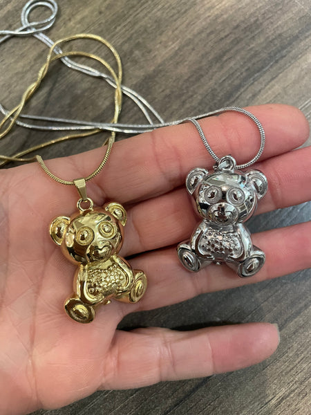 Collana lunga con orsacchiotto teddy bear due varianti colore