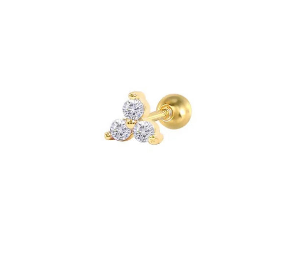 Mono orecchino piercing fiorellino vari colori argento 925