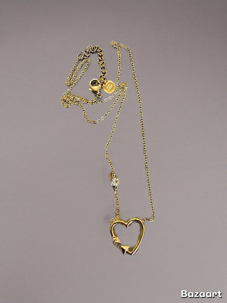 Collana cuore vuoto freccia e punto luce  due   varianti colore