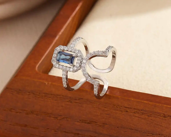 Anello Melory per unghia crystal punto luce diadema blu  due varianti colore