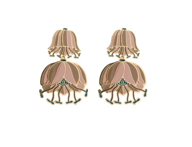 Coppia orecchini principessa glam winter flower beige poppy