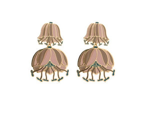 Coppia orecchini principessa glam winter flower beige poppy