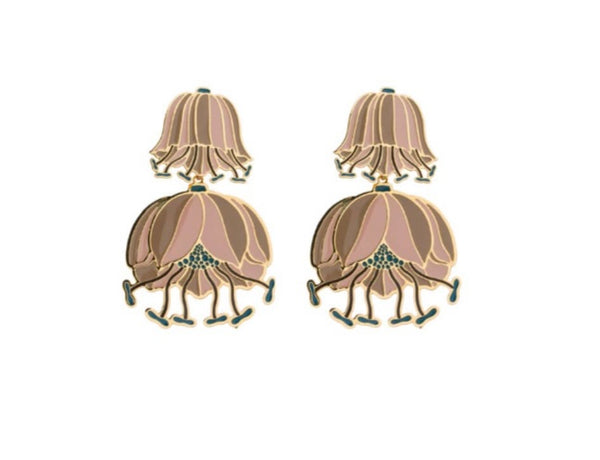 Coppia orecchini principessa glam winter flower beige poppy