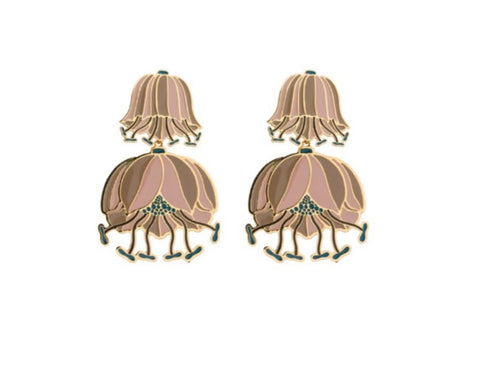 Coppia orecchini principessa glam winter flower beige poppy
