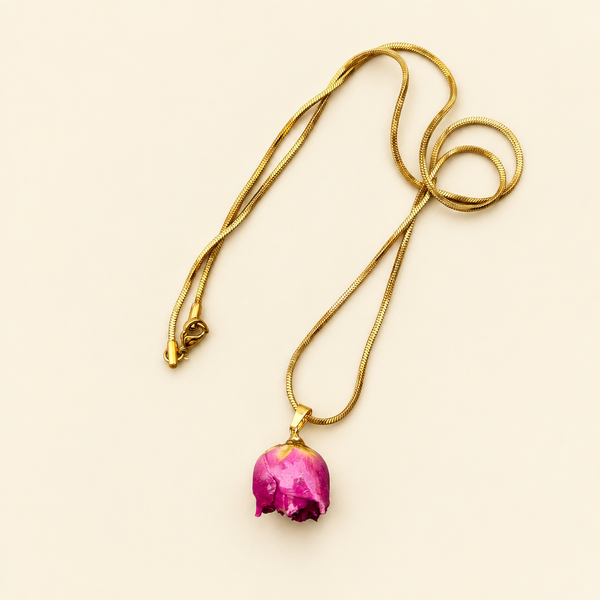 Collana rosa essiccata catenina 60 cm vari colori
