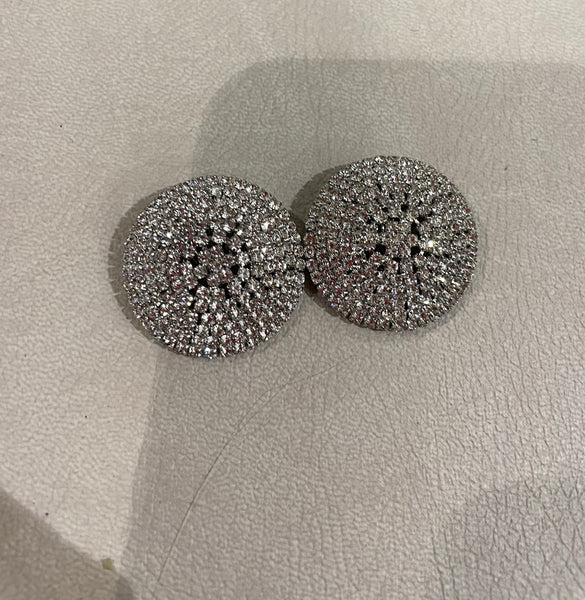 Coppia orecchini maxi sfera bling bling con clip