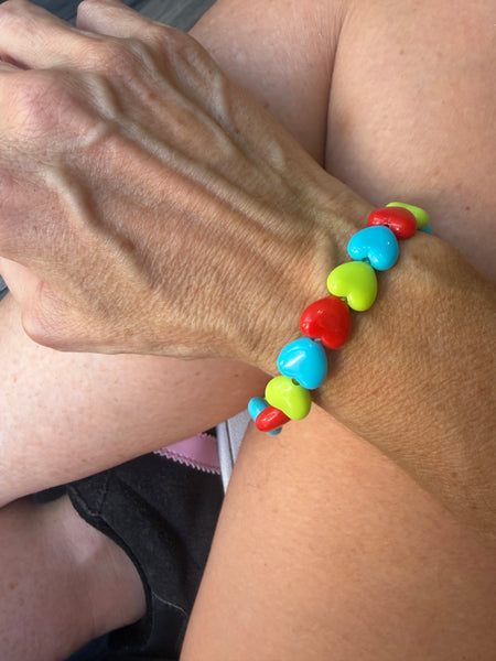 Bracciale colors Beads giro cuori small effetto lucido rosso verde  pistacchio turchese