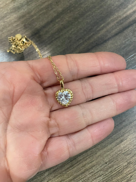 Collana cuore punto luce pavettato