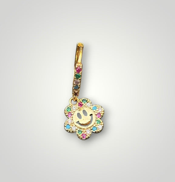 Mono orecchino smile sorridente fiore vari colori