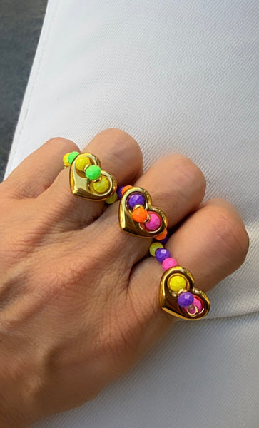 Anello Colors cuore chain e cristalli