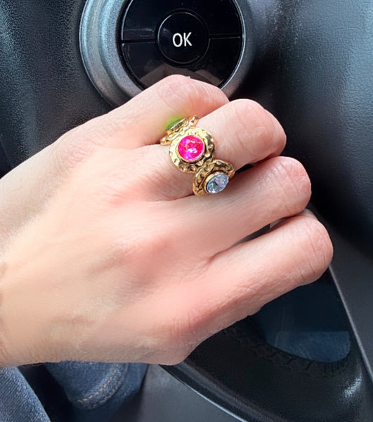 Anello isla Bonita Summer con tre punti luce rainbow