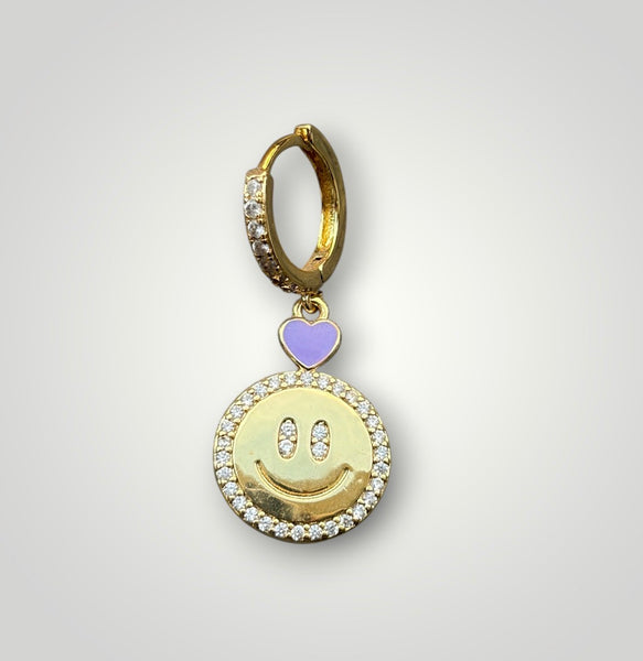 Mono orecchino smile con cuore vari colori