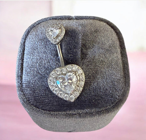 Piercing ombelico Double cuore Crystal vari colori