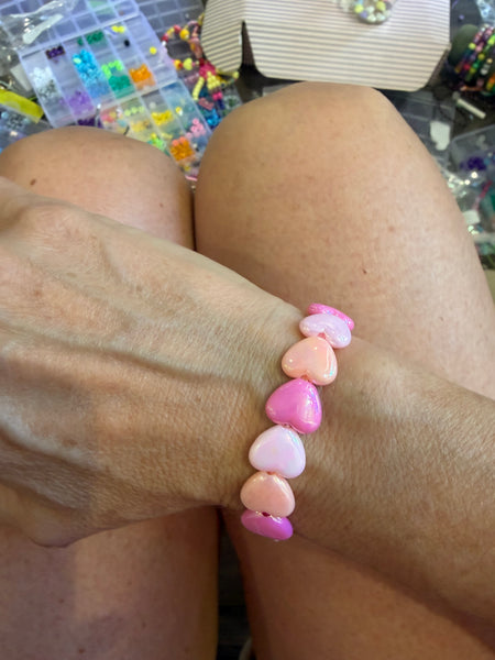 Bracciale colors Beads giro cuori small effetto perlato fuxia rosa salmone