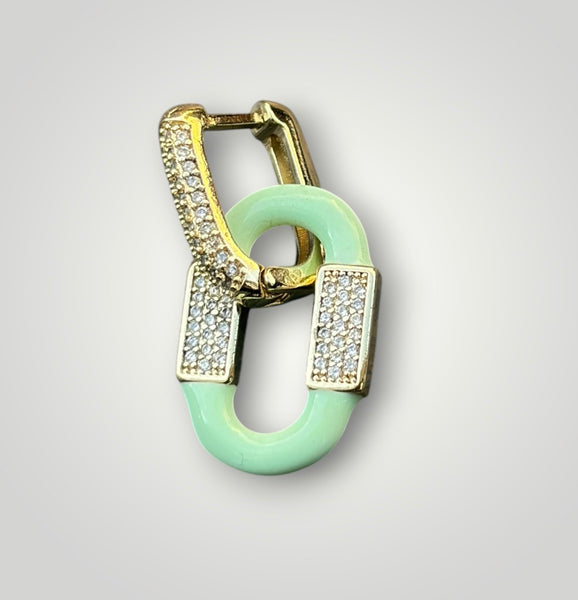 Mono orecchino Chain ovale smaltata pavettata vari colori