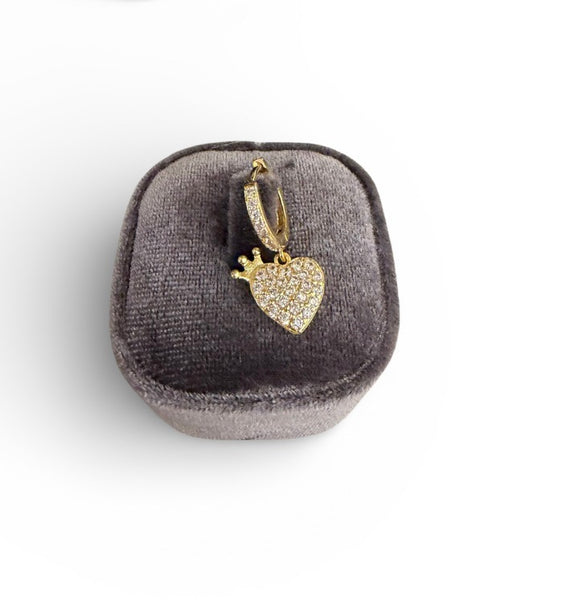 Mono orecchino cuore corona