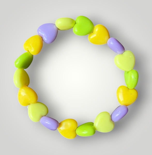 Bracciale colors Beads giro cuori small effetto lucido giallo lume giallo verde lime lilla
