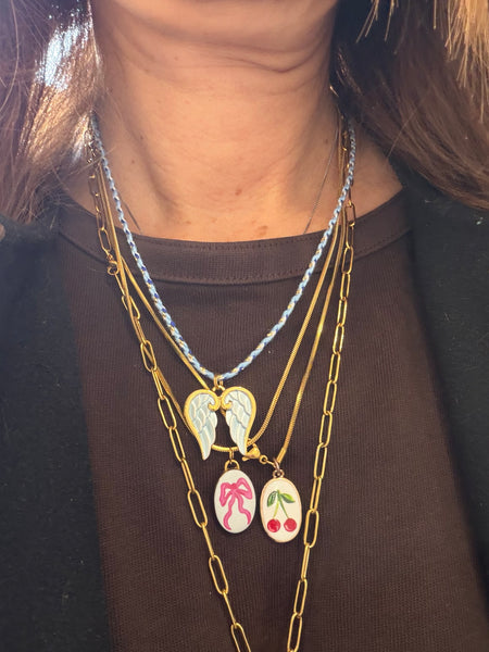 Collana Summer Ibiza Ali azzurre  cordino vari colori