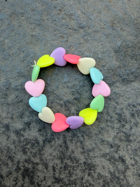 Bracciale colors Beads giro cuori large colori pastello