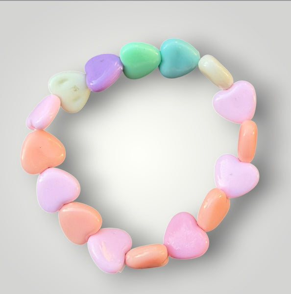 Bracciale colors Beads giro cuori small effetto lucido colori pastello