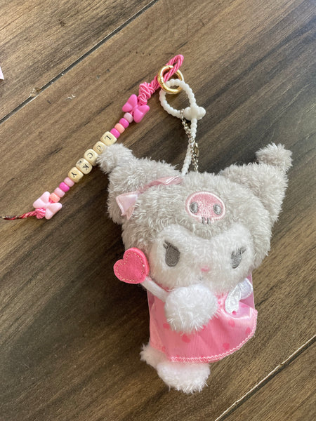 Portachiavi e applique borsa Pimp your Bag Kuromi Angel cuore in peluche