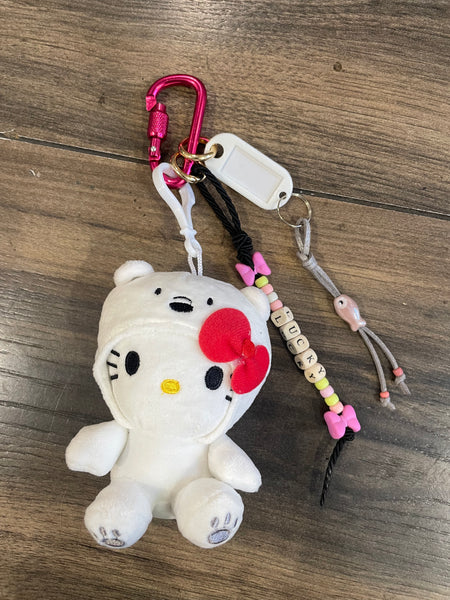 Portachiavi e applique borsa Pimp your Bag Hallo kitty  orsacchiotto bianco in peluche