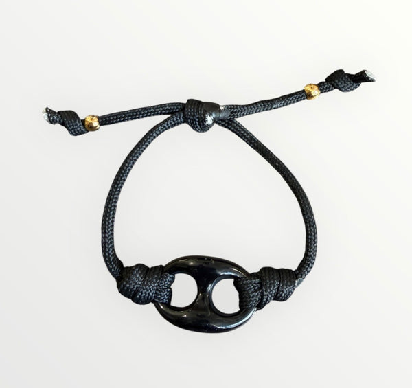 Bracciale Marine Florida chain  regular  centrale nero cordino in vari colori