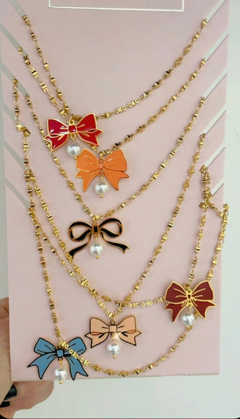 Collana principessa glam Bow gold fiocco vari colori