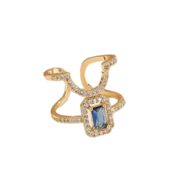 Anello Melory per unghia crystal punto luce diadema blu  due varianti colore