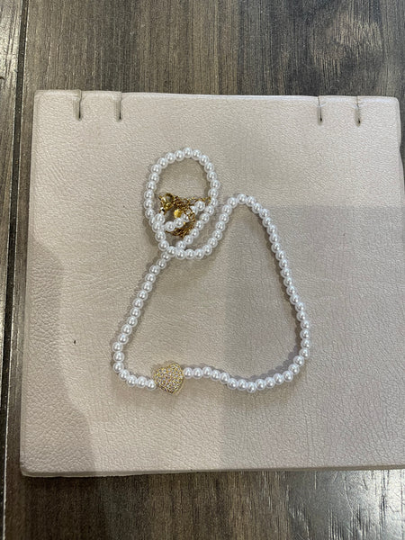 Collana perle micro cuore crystal