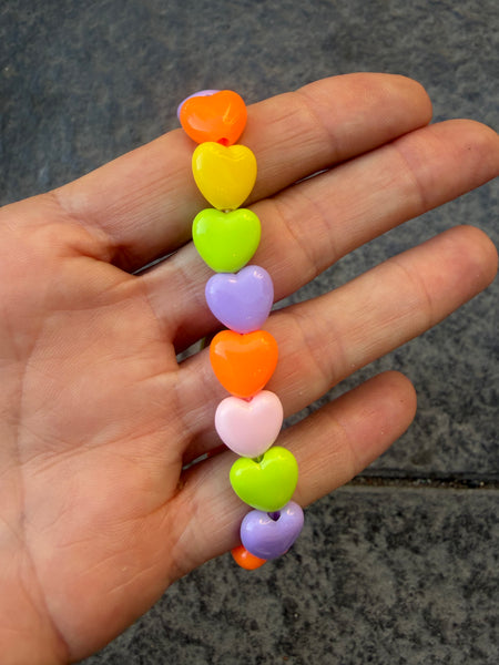 Bracciale colors Beads giro cuori small effetto lucido arancione lilla verde pistacchio rosa giallo
