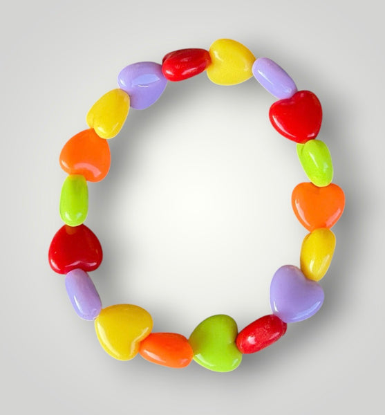 Bracciale colors Beads giro cuori small effetto lucido rosso verde pistacchio giallo lilla