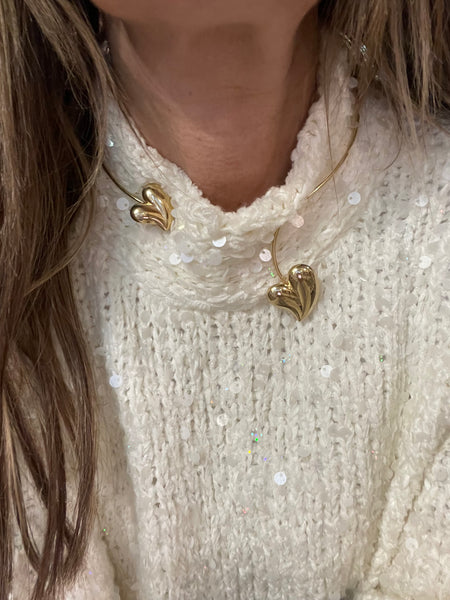 Collana rigida doppio cuore due varianti colore