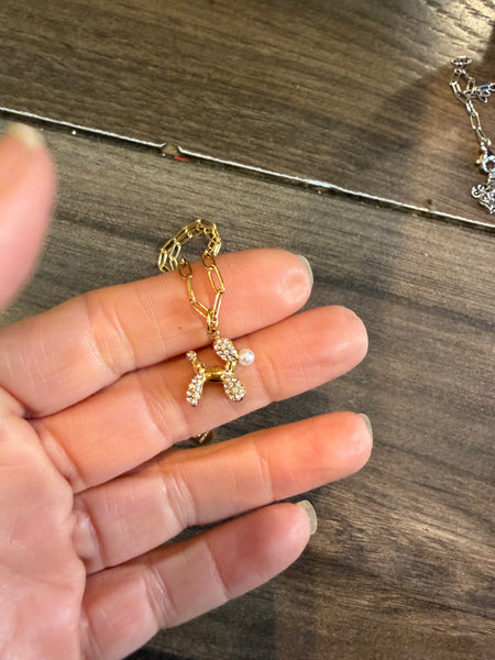 Collana Balloon dog crystal con perla due varianti colore
