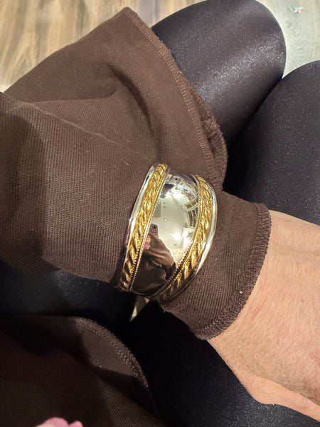 Bracciale manetta treccia due  varianti colore