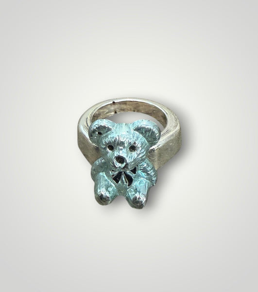 Anello resina metallizzato orsacchiotto teddy con fiocco vari colori