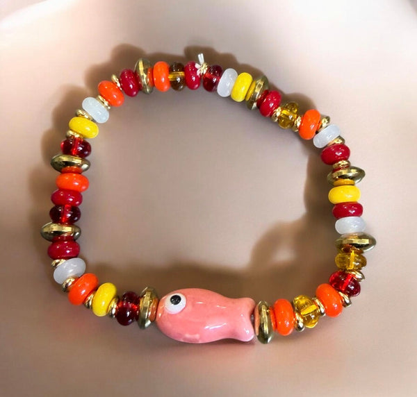 Bracciale pesciolino portafortuna vari colori