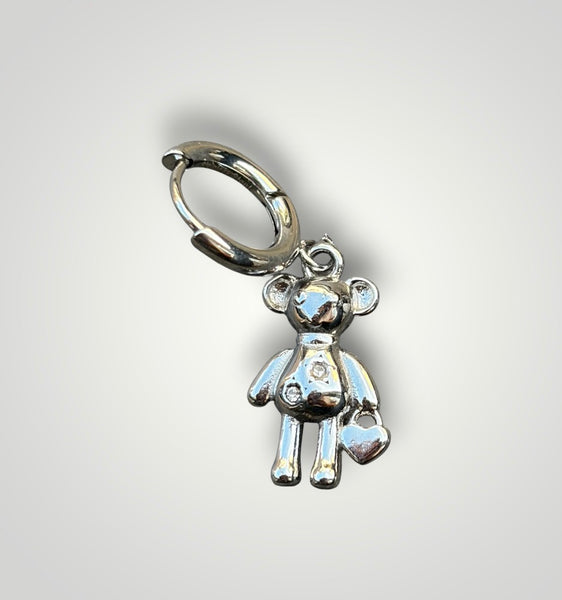 Mono orecchino teddy bear orsacchiotto puff con punti luce due varianti colore