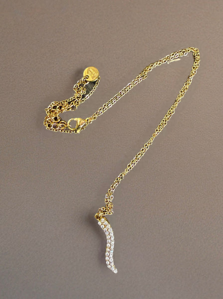 Collana cornetto portafortuna crystal  varianti colore