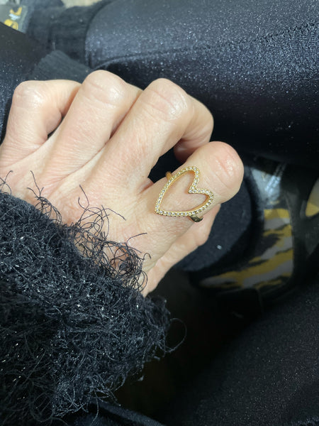 Anello regolabile cuore vuoto crystal