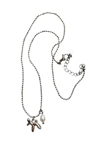 Collana Baloon dog e perla due varianti colore