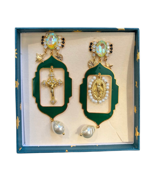 Coppia orecchini principessa Glam Gitan Forest Green