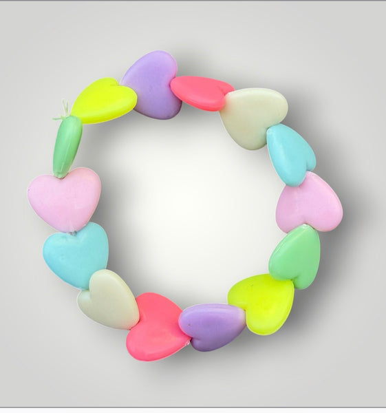 Bracciale colors Beads giro cuori large colori pastello